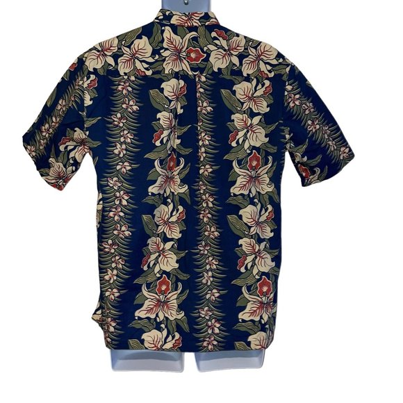 Vintage Retro Cooke Street Hawaiian Shirt Mens M Plumeria Aloha Vacation Blue - Picture 6 of 10